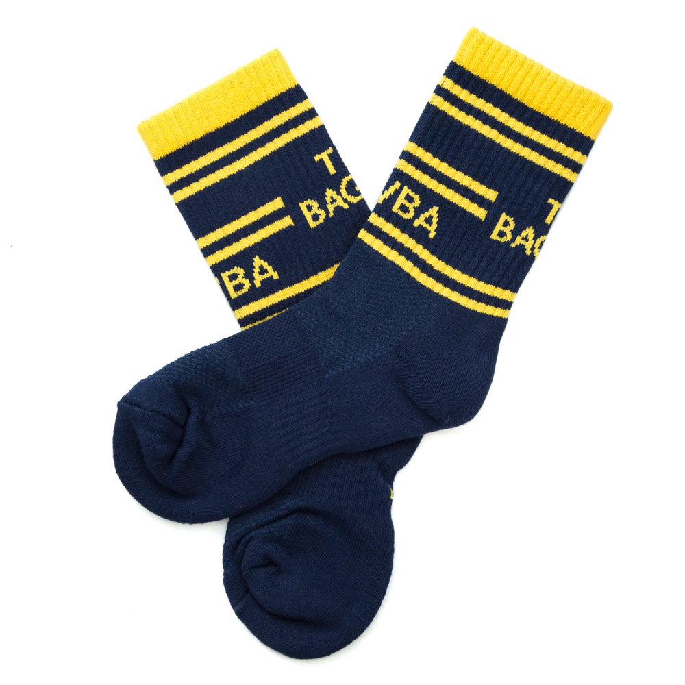 WBA Cushioned Blue & Yellow Crew Socks