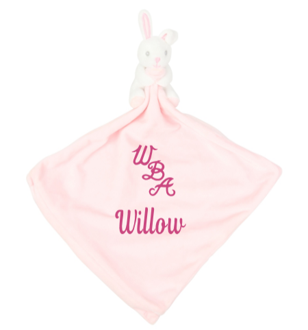 WBA Personalised Bear Rattle Comforter- Pink