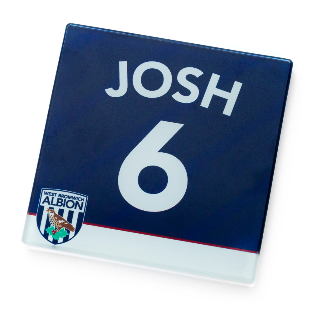 WBA Personalised Name & Number Coaster - Glass
