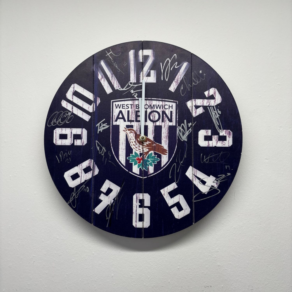 WBA Signed Chunky Wooden Wall Clock 