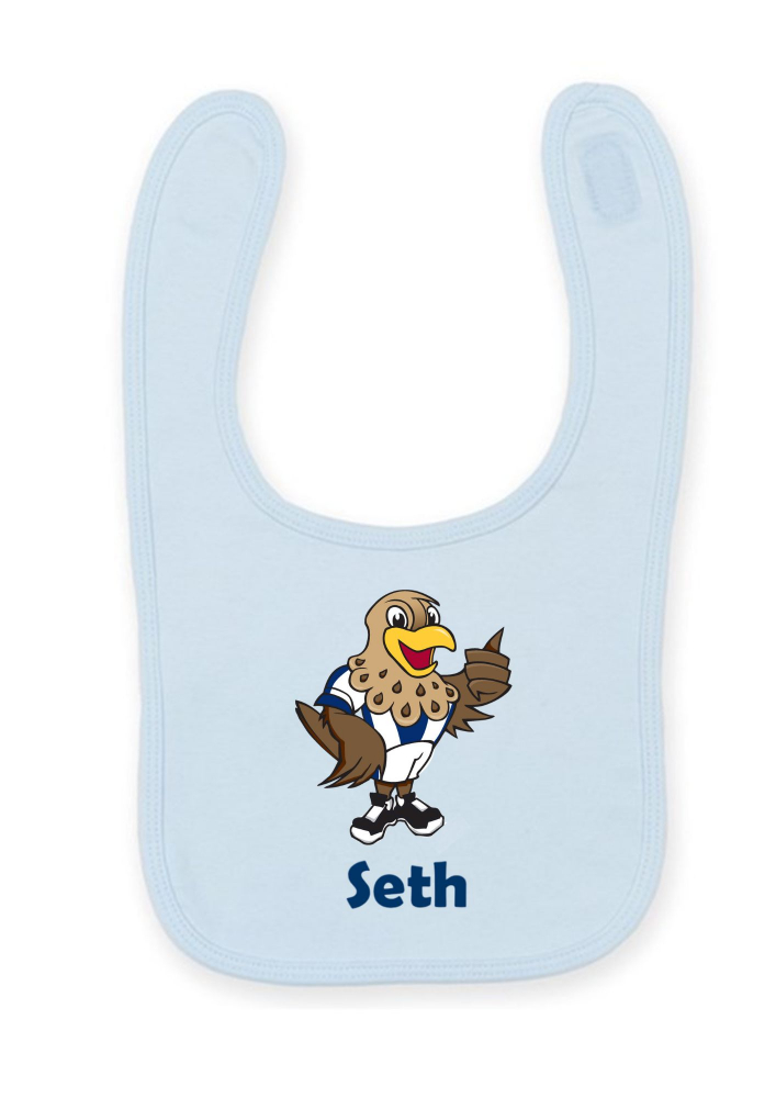 WBA Personalised Baggie Bird Bib - Light Blue 